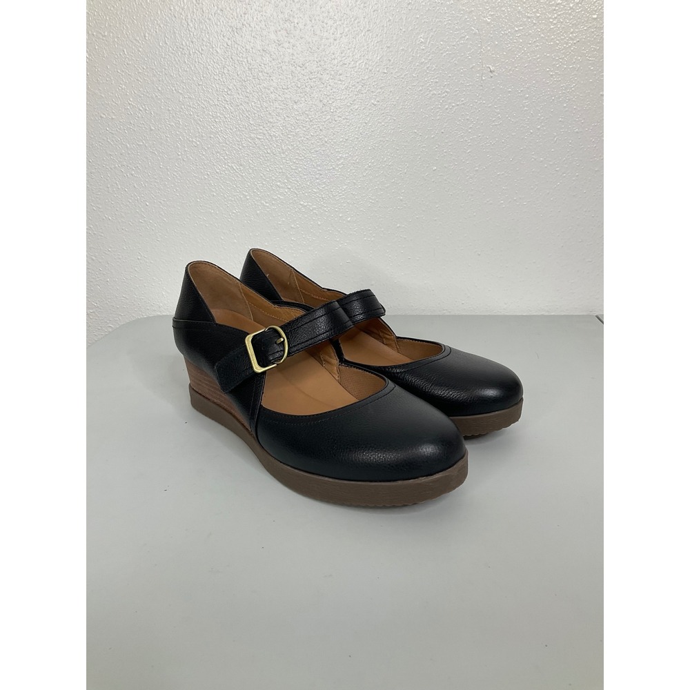 Dansko Fawna Black Pebbled Leather Mary Jane Wedge Shoes EU 41 US 10.5-11